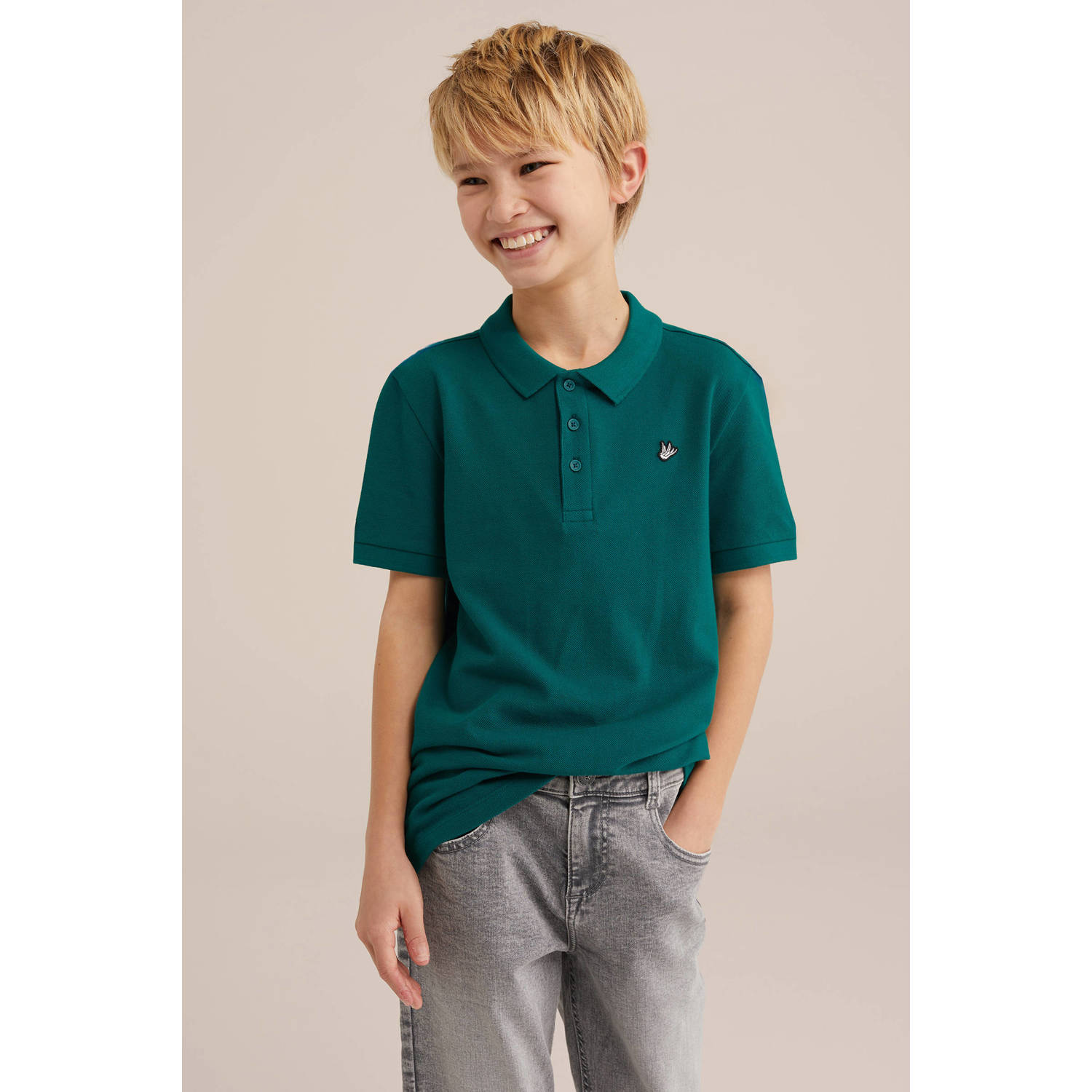 WE Fashion polo donkergroen