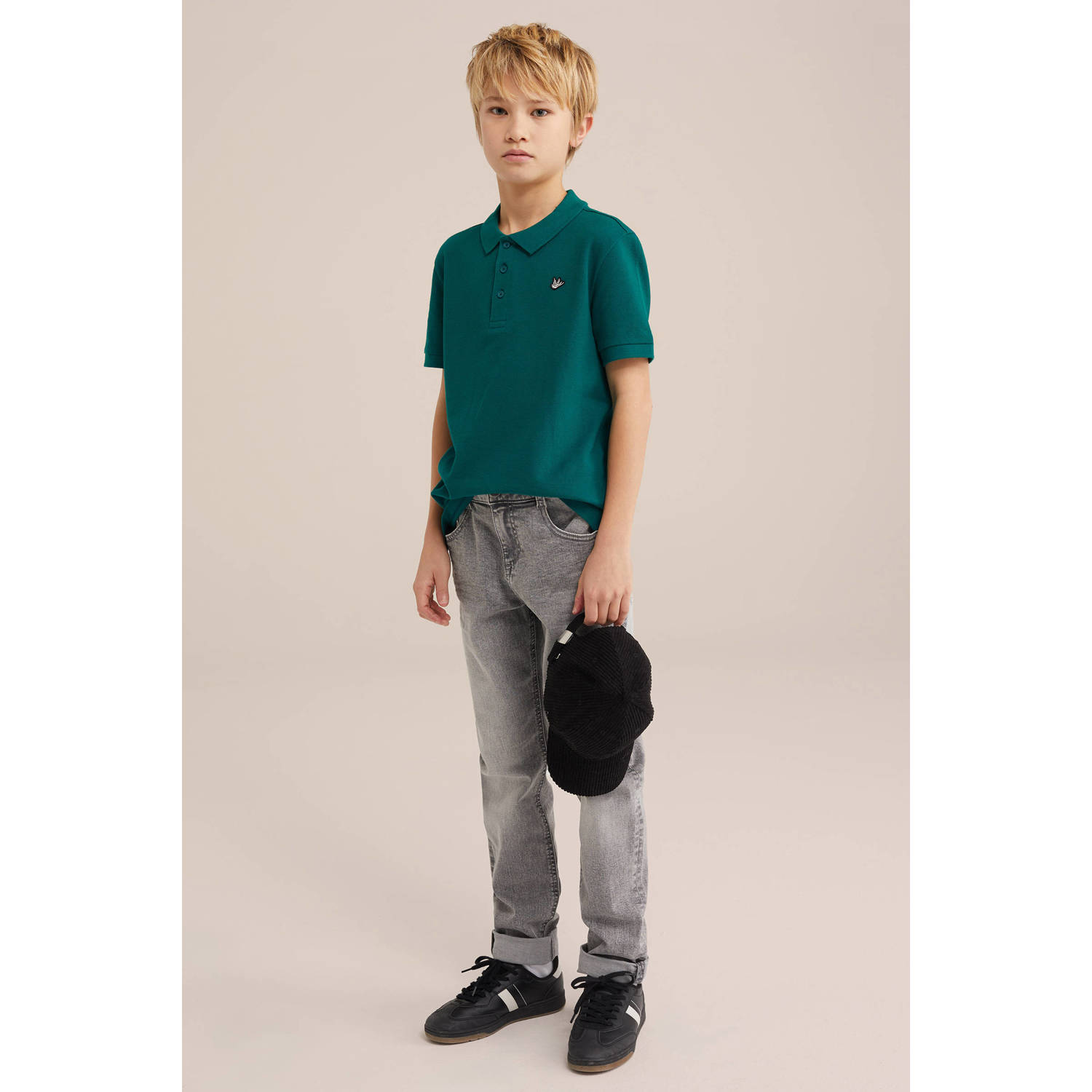 WE Fashion polo donkergroen