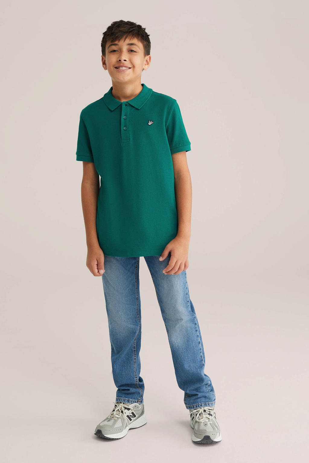 WE Fashion polo donkergroen