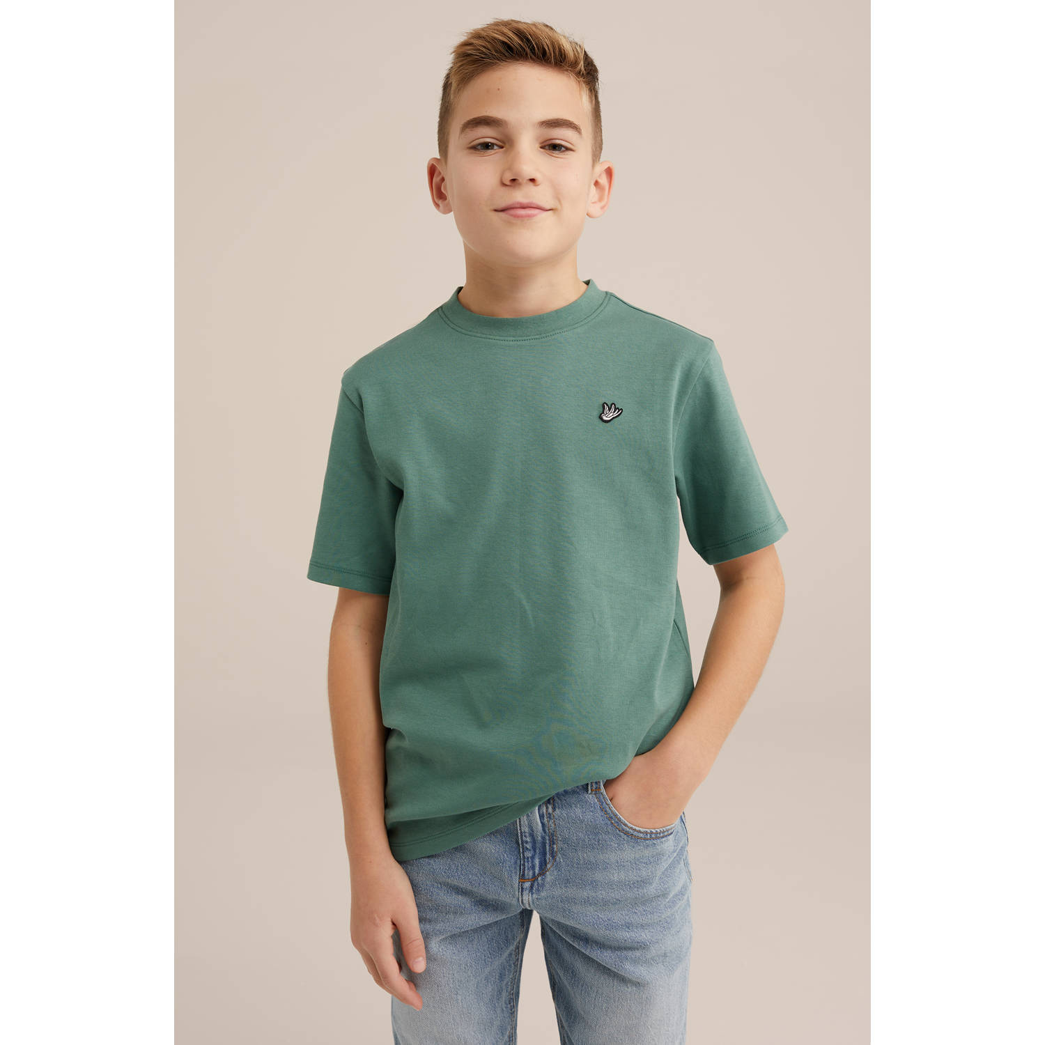 WE Fashion T-shirt donkergroen