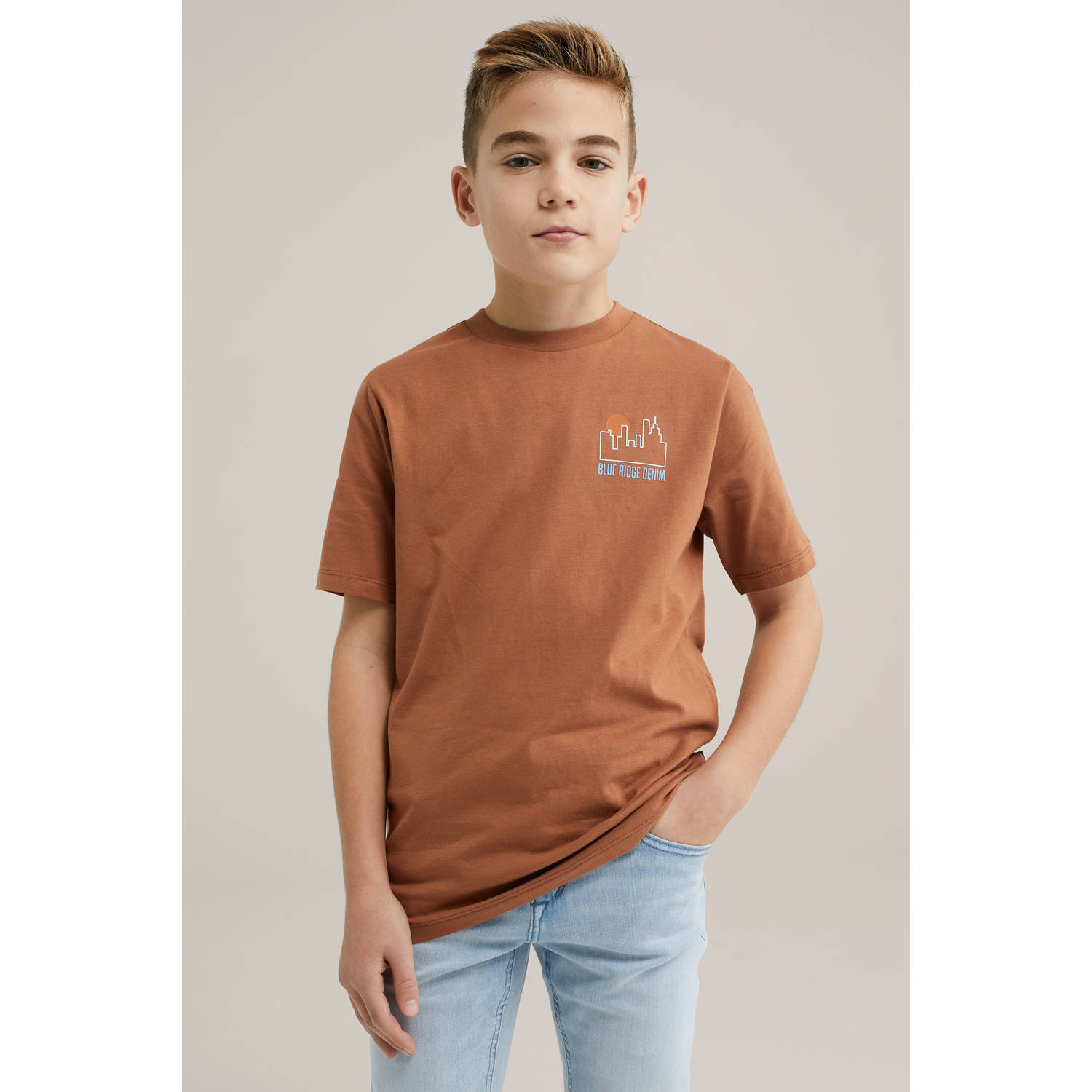 WE Fashion Blue Ridge T-shirt bruin