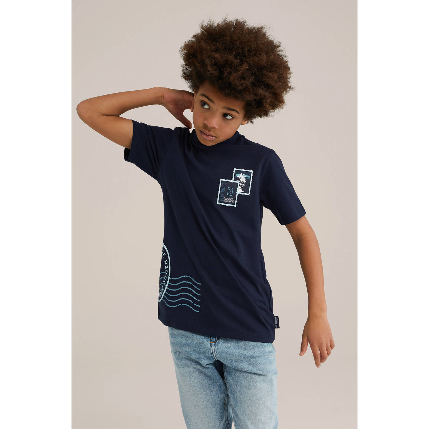 WE Fashion Blue Ridge T-shirt donkerblauw