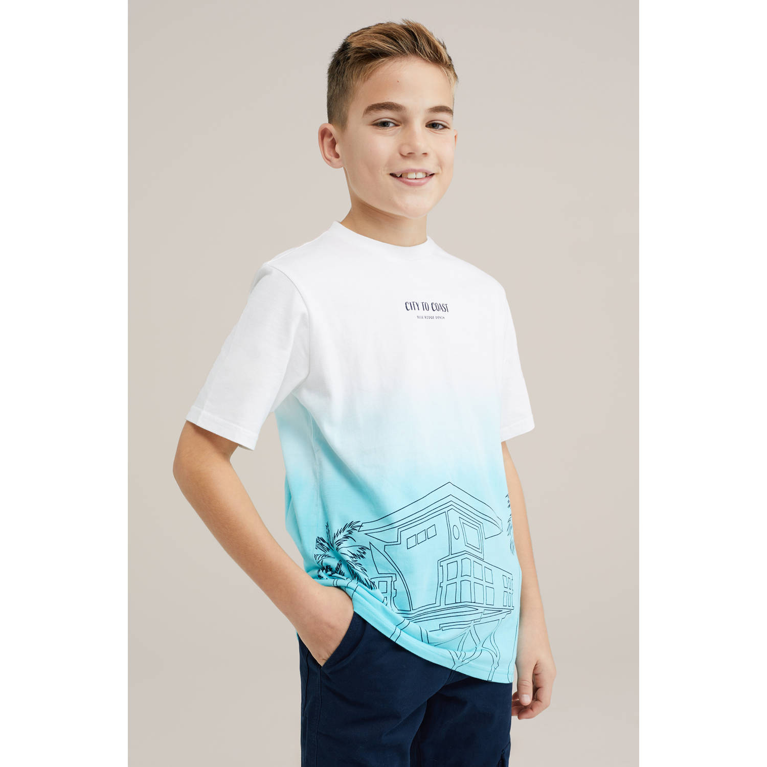 WE Fashion Blue Ridge T-shirt lichtblauw
