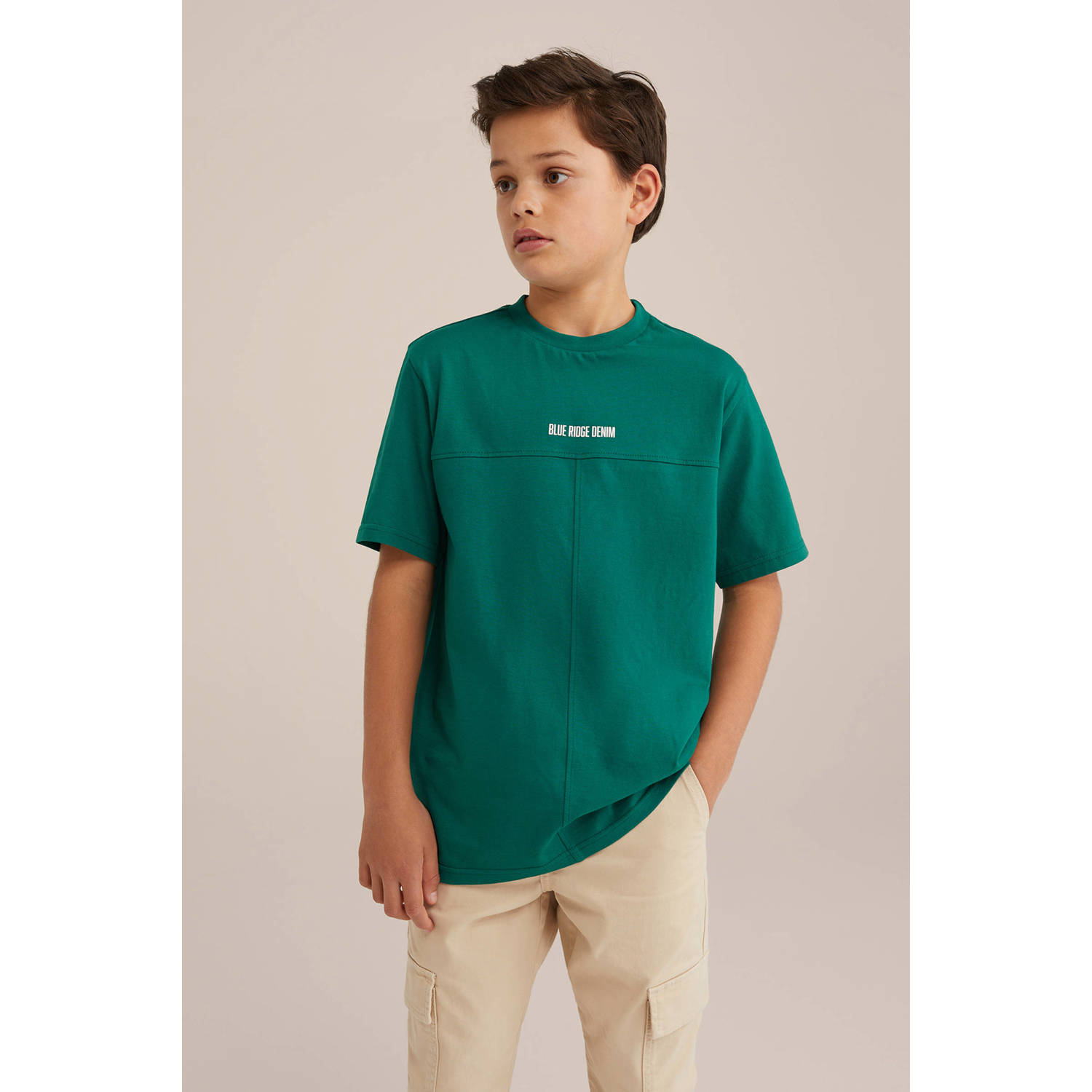 WE Fashion Blue Ridge T-shirt donkergroen