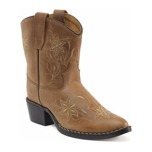 Dolly Tiener leren cowboylaarzen met borduursels bruin