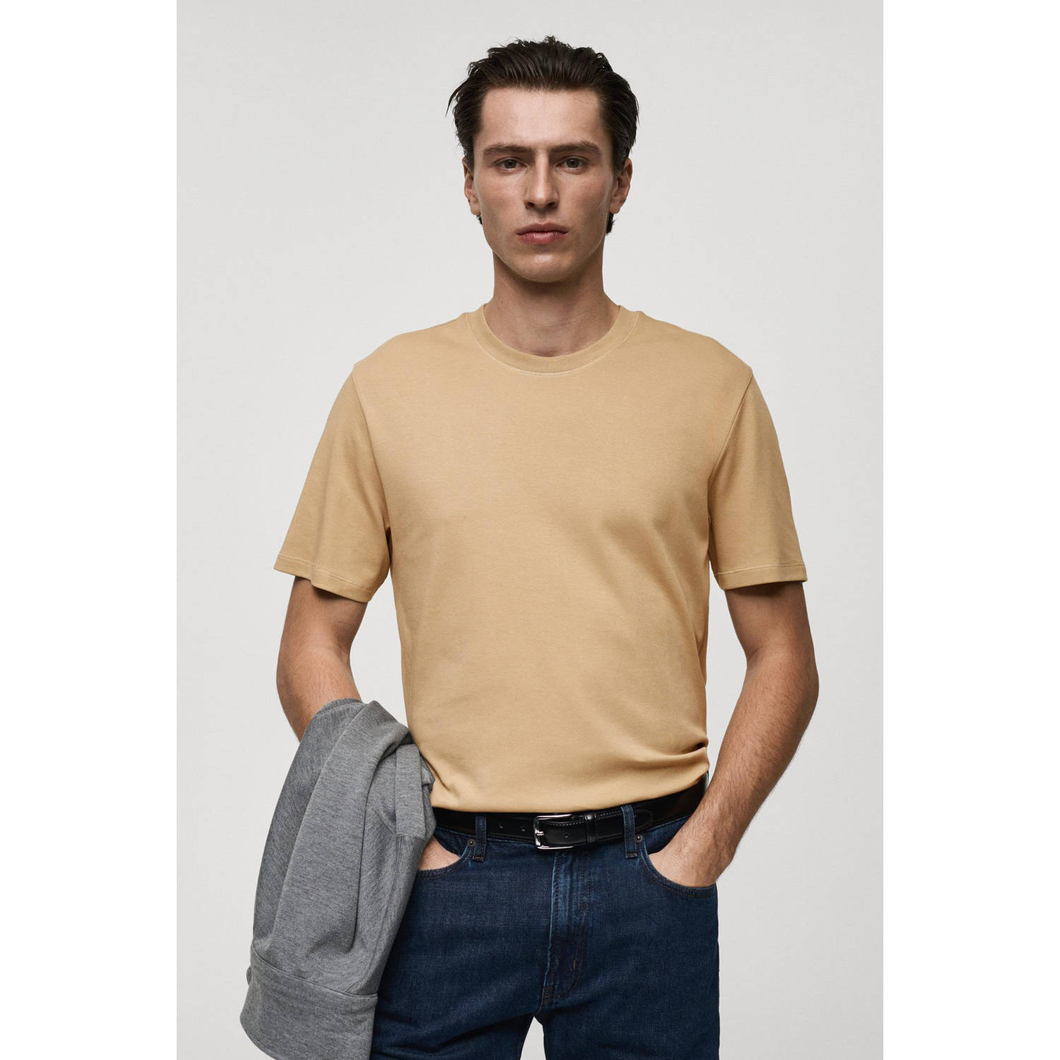 Mango Man T-shirt lichtbruin