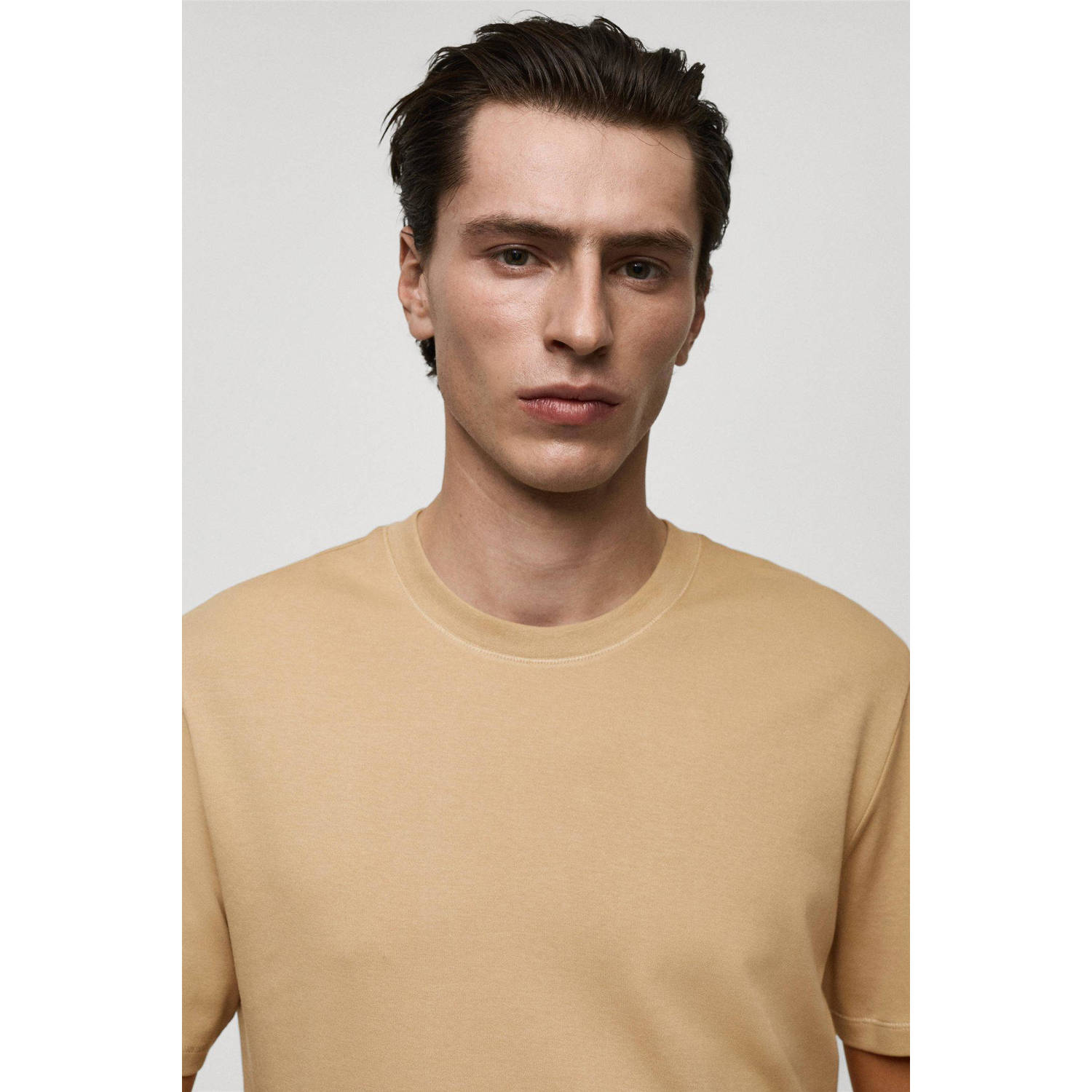 Mango Man T-shirt lichtbruin