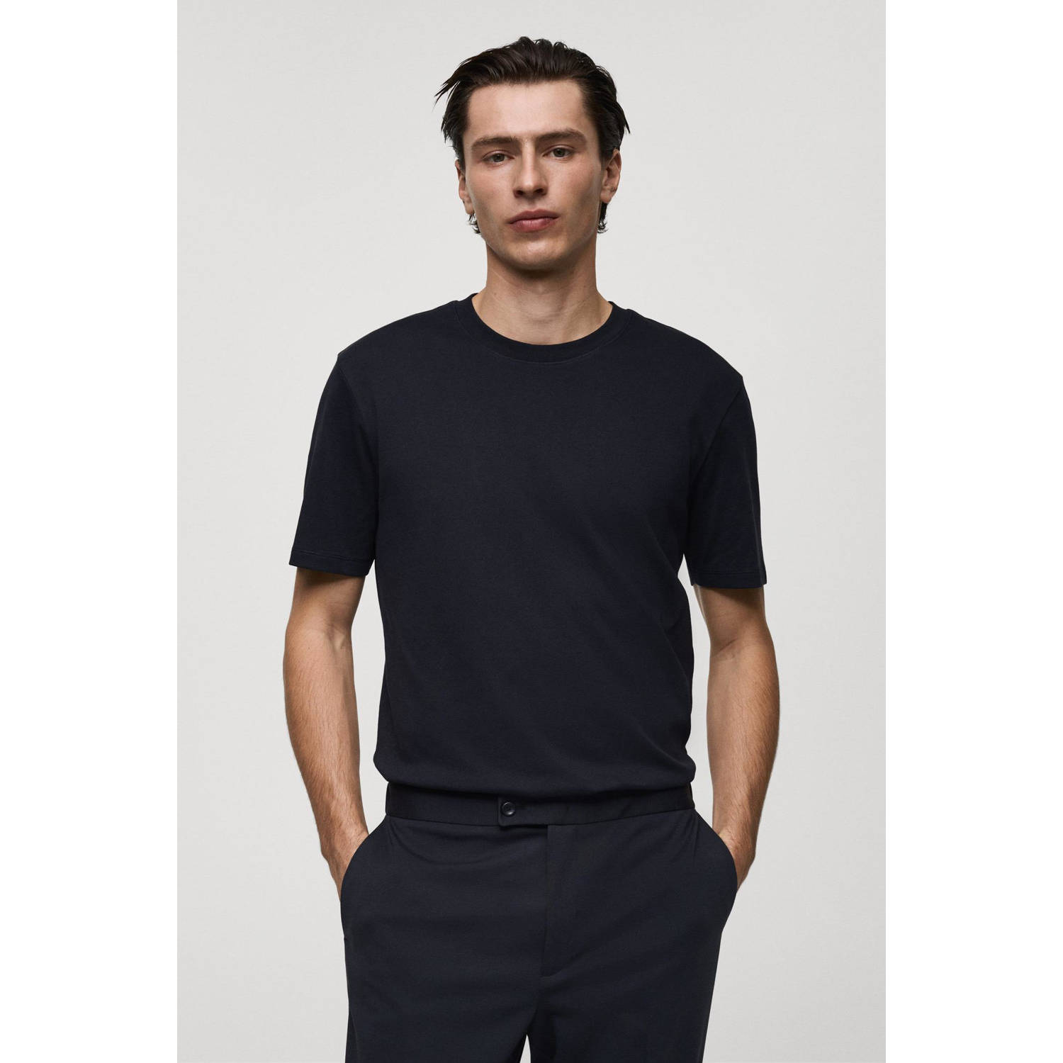 Mango Man T-shirt donkerblauw