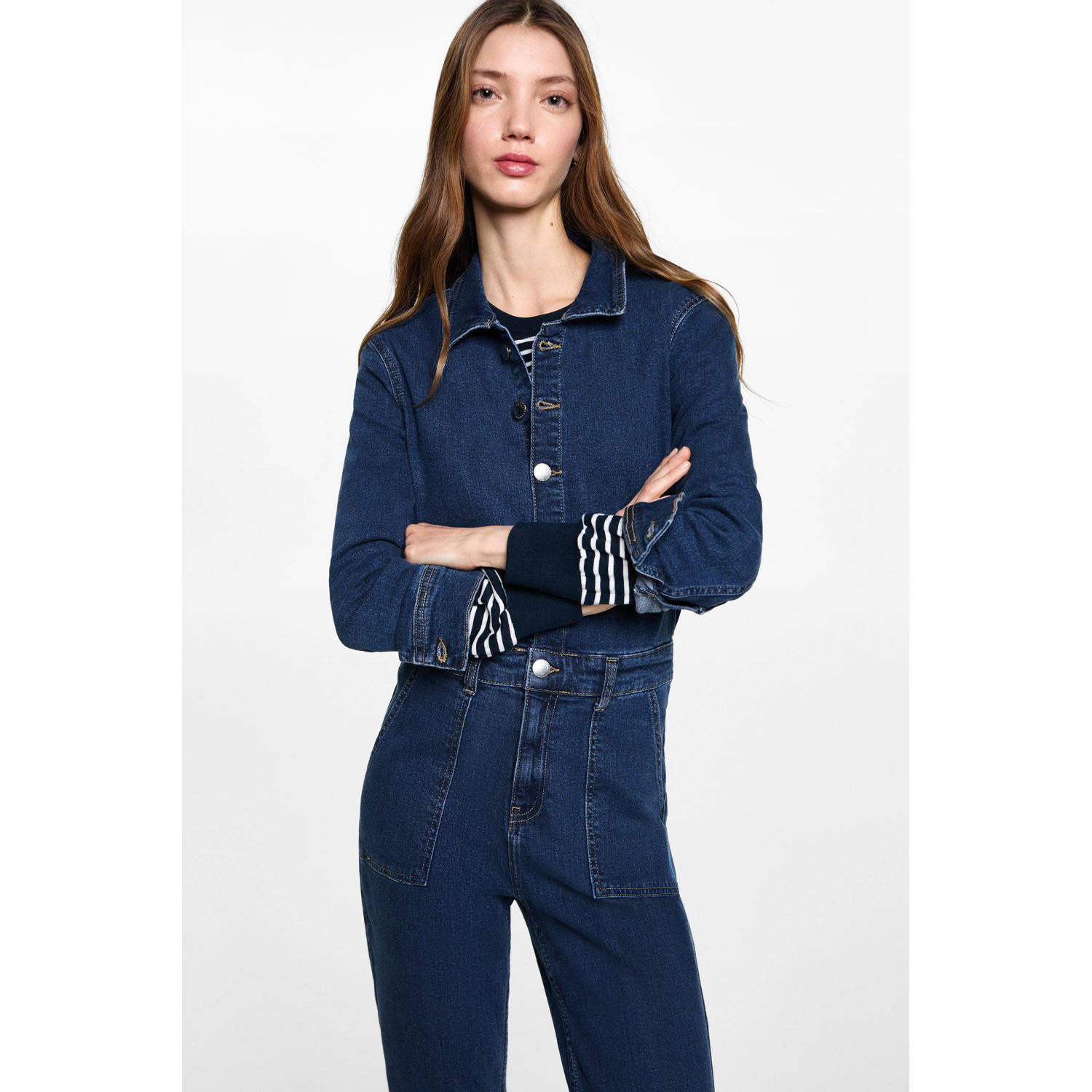 MANGO TEEN jumpsuit dark blue denim