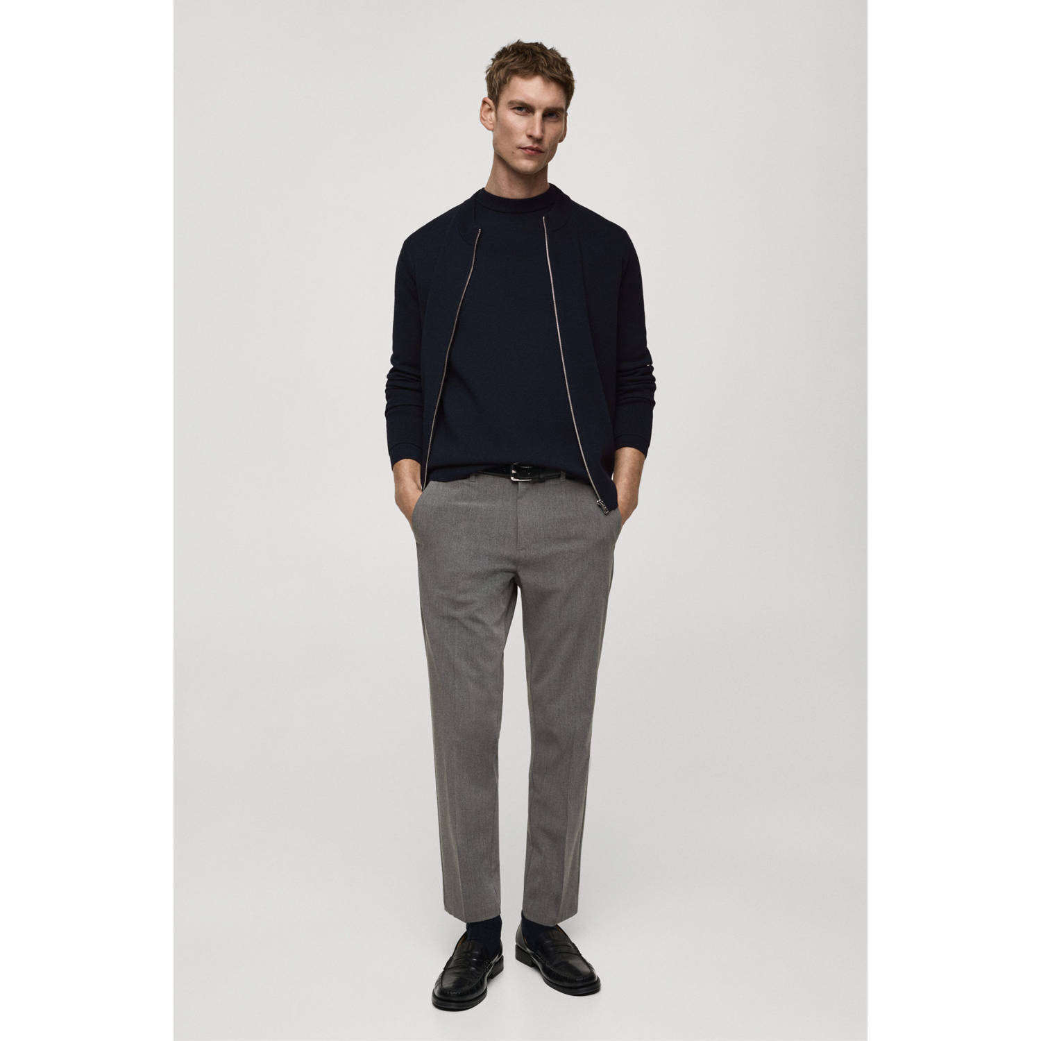 Mango Man gebreid vest donkerblauw