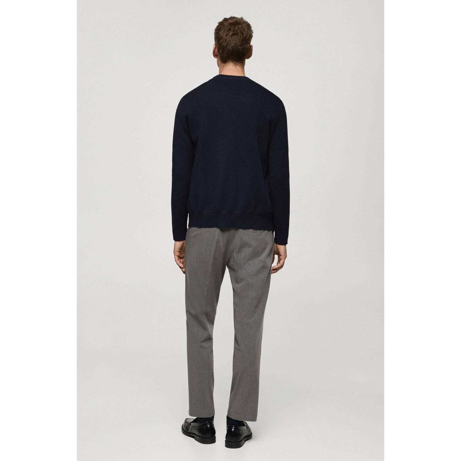 Mango Man gebreid vest donkerblauw