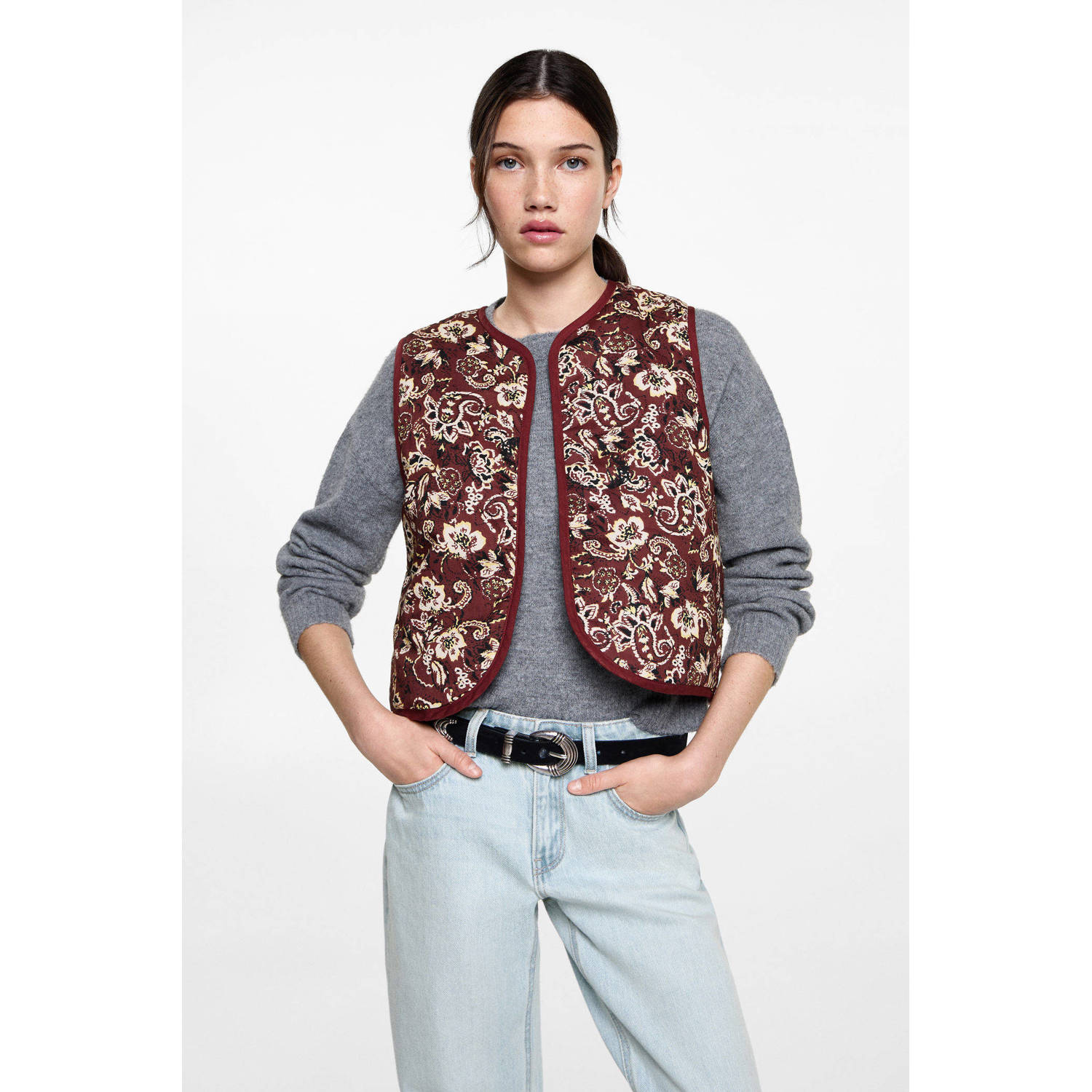 MANGO TEEN gilet donkerrood