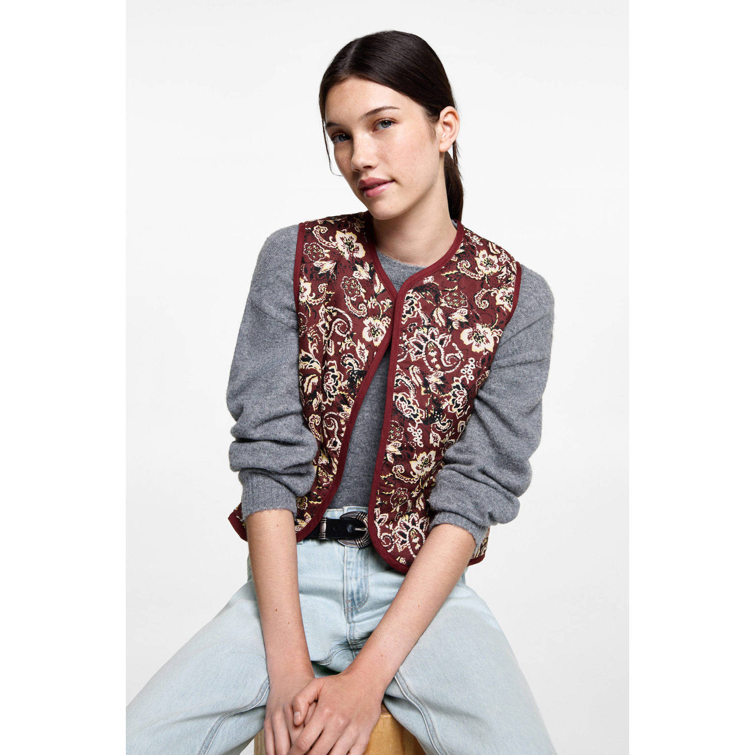 MANGO TEEN gilet donkerrood
