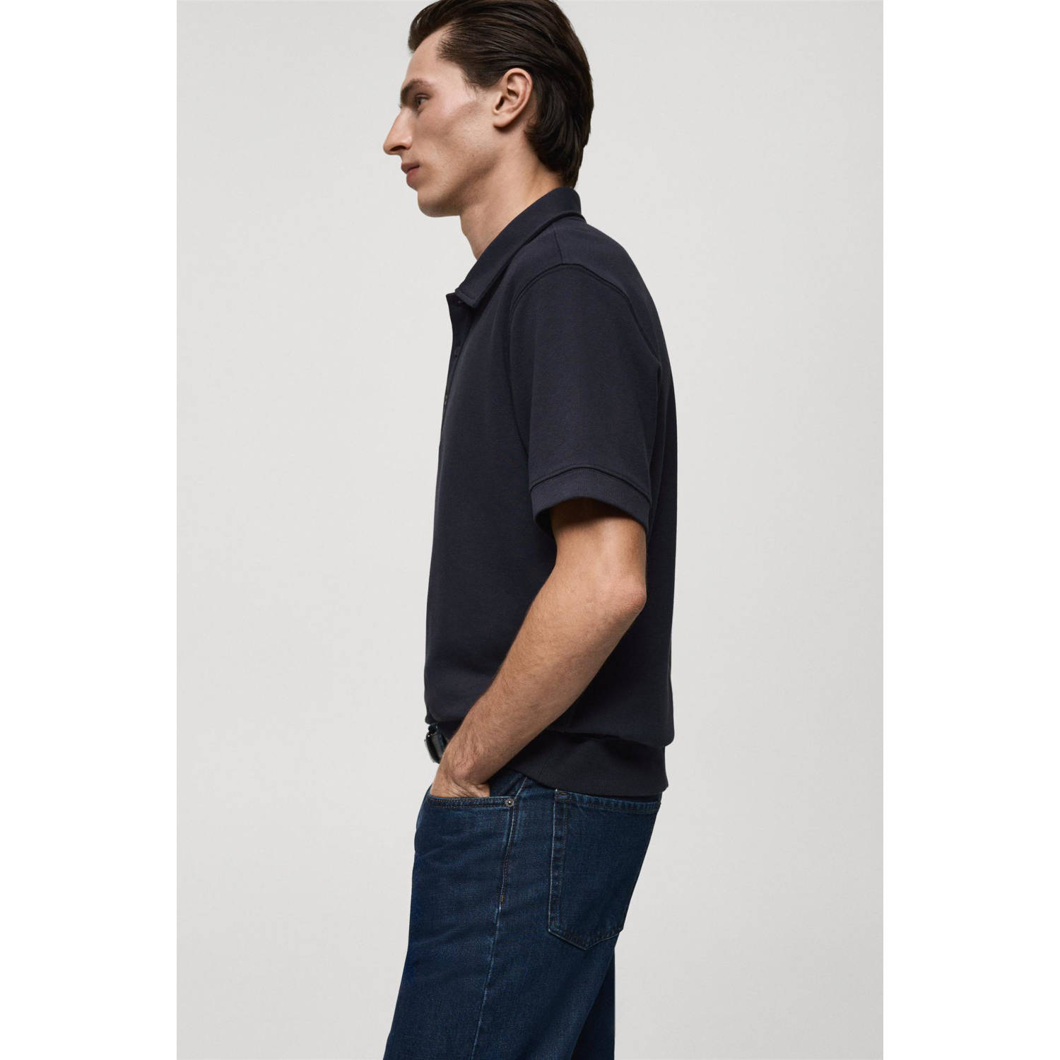 Mango Man regular polo donkerblauw