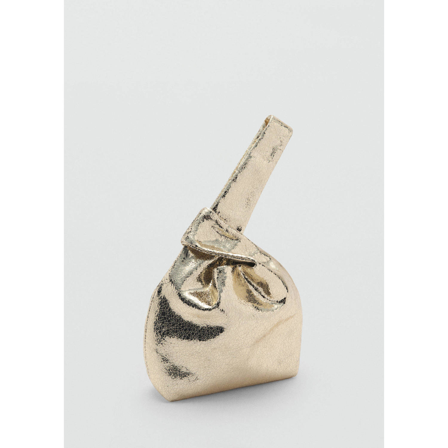 Mango metallic handtas goudkleurig