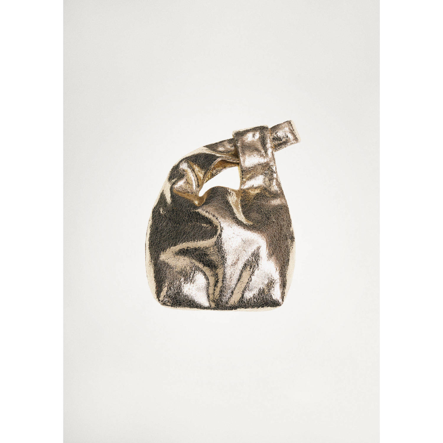 Mango metallic handtas goudkleurig