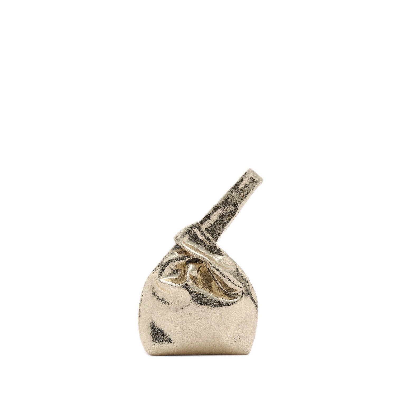 Mango metallic handtas goudkleurig
