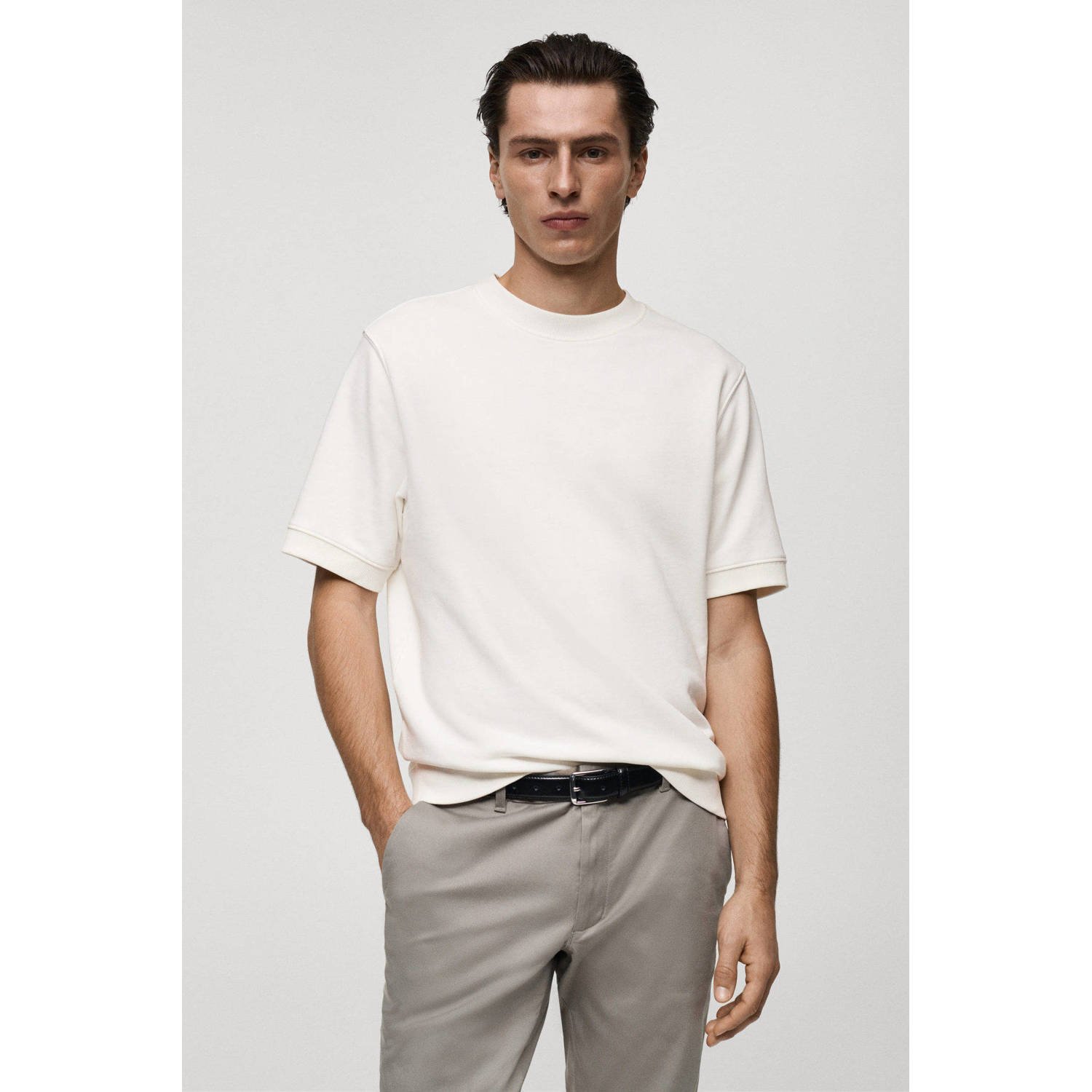 Mango Man T-shirt gebreid ecru