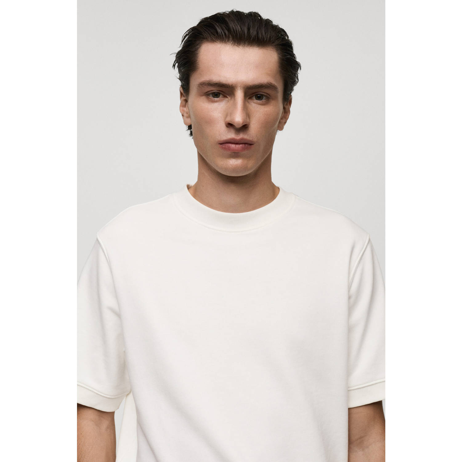 Mango Man T-shirt gebreid ecru