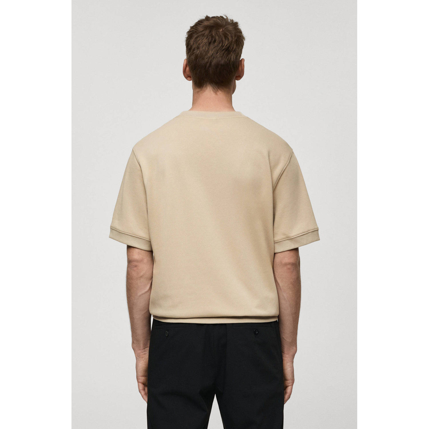 Mango Man T-shirt gebreid beige
