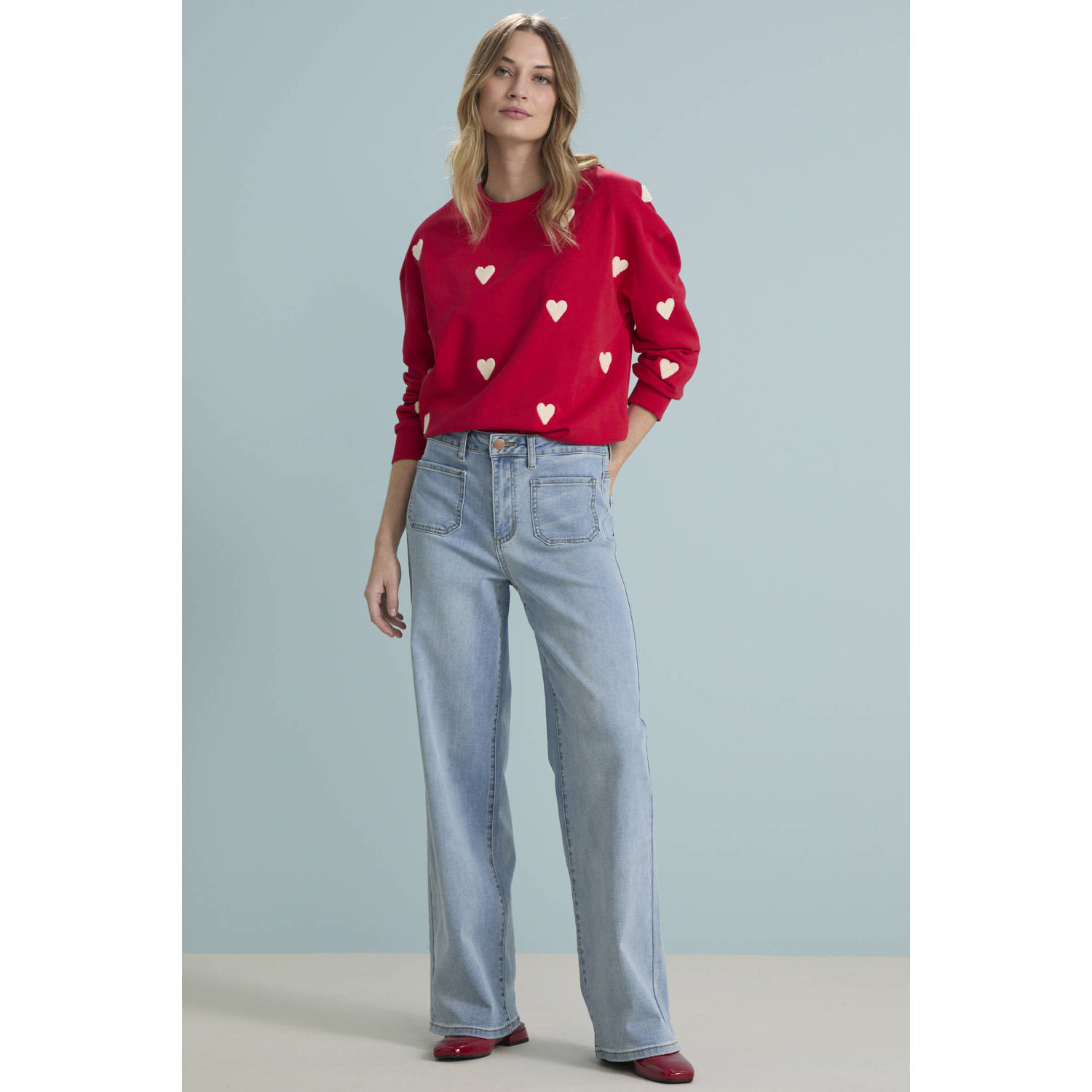 Kaffe wide leg jeans light blue denim