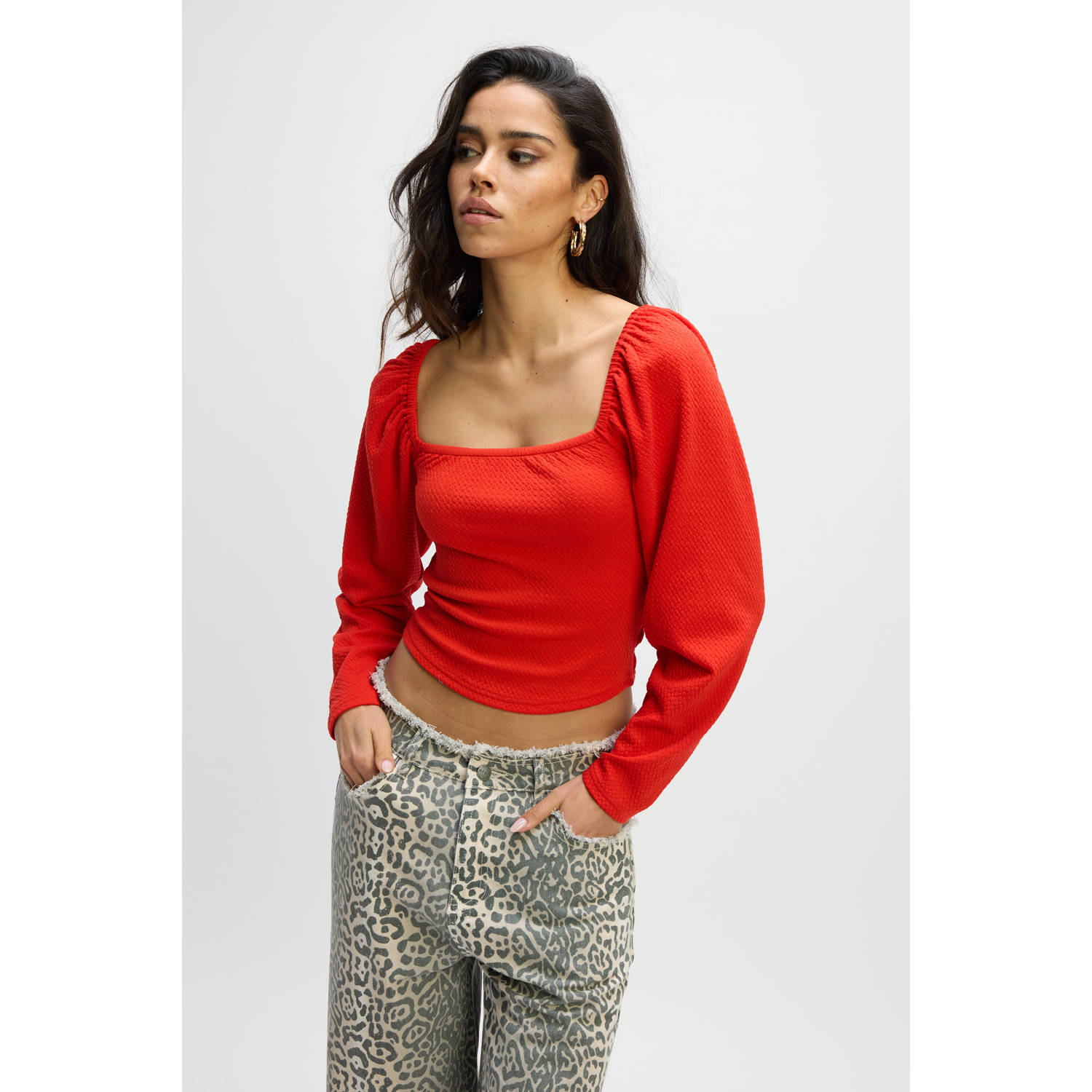 Refined Department Kersen Top Lange Mouw Stijlvol Shirt Red Dames