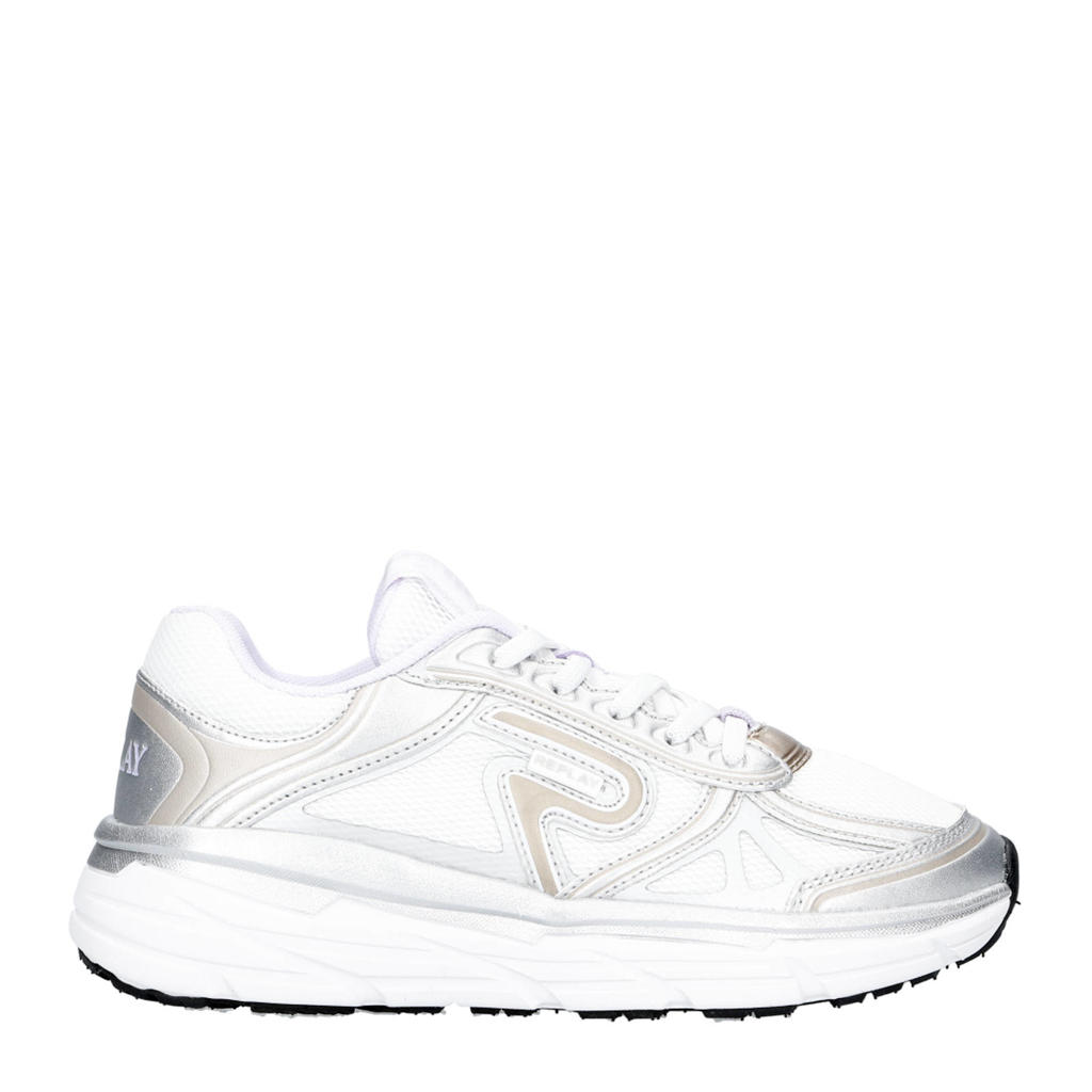 Wit en zilverkleurige meisjes REPLAY Christal jr 2 sneakers van 65% polyester/35% pu