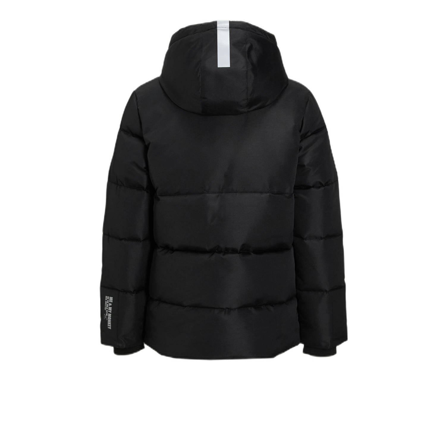 Me & My Monkey hooded puffer jas zwart