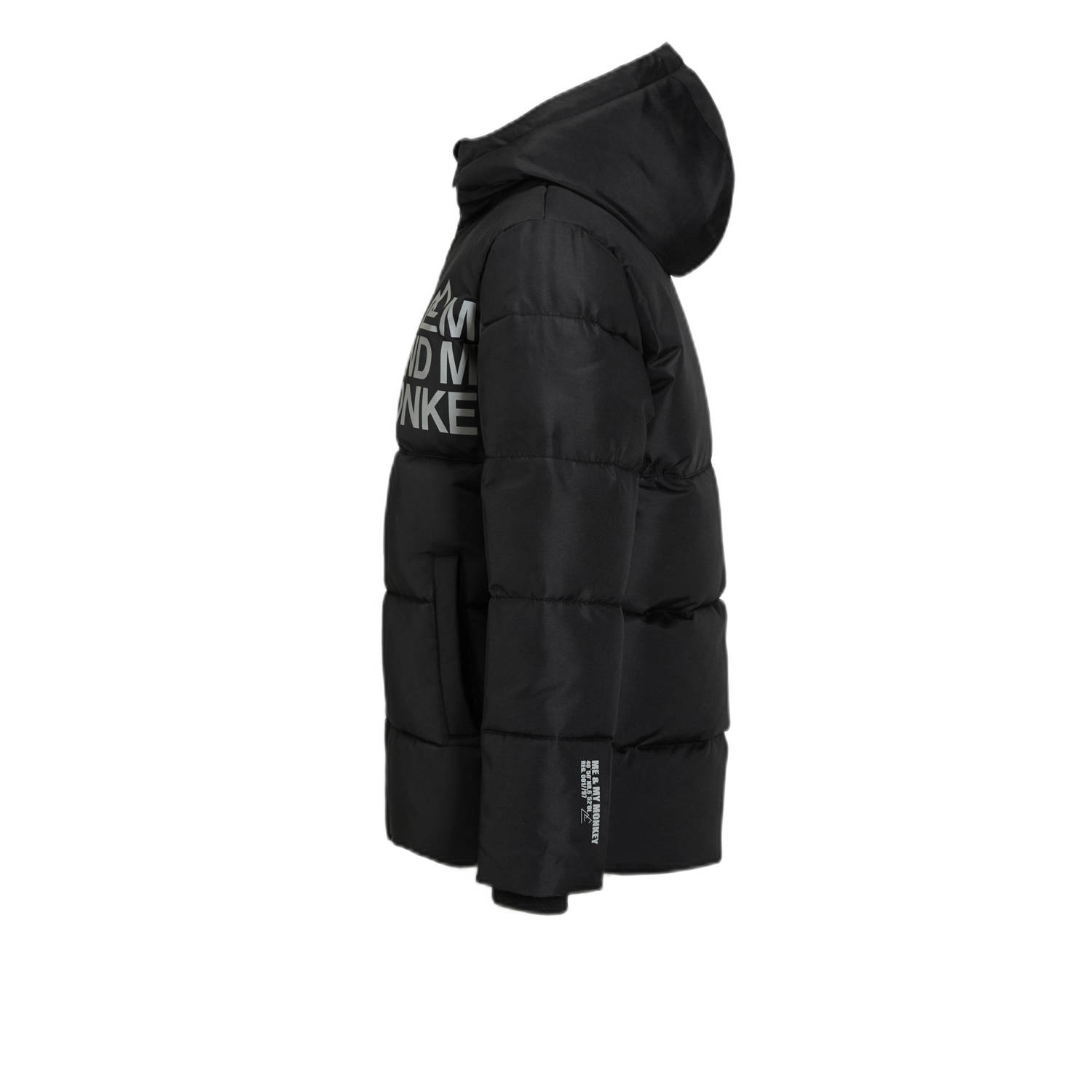 Me & My Monkey hooded puffer jas zwart