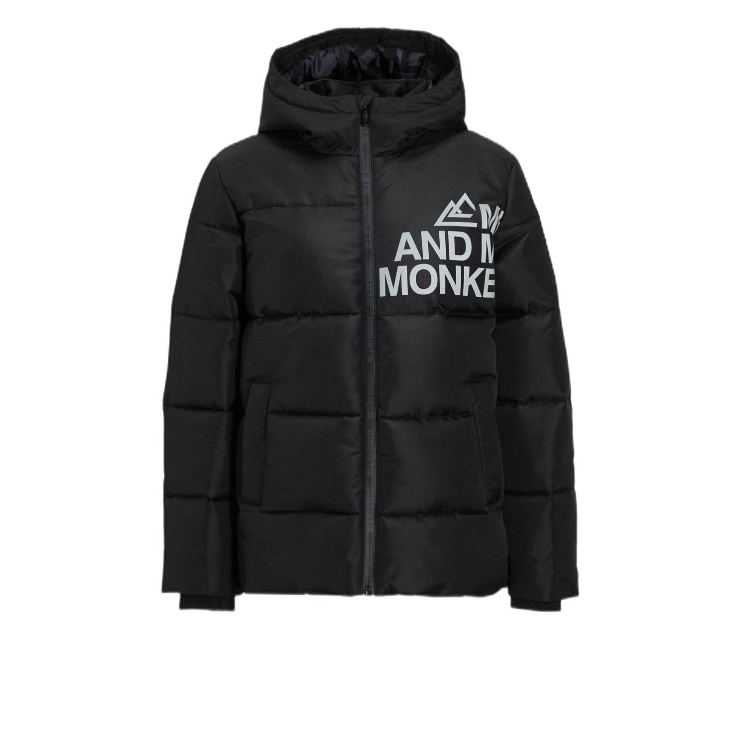 Me & My Monkey hooded puffer jas zwart