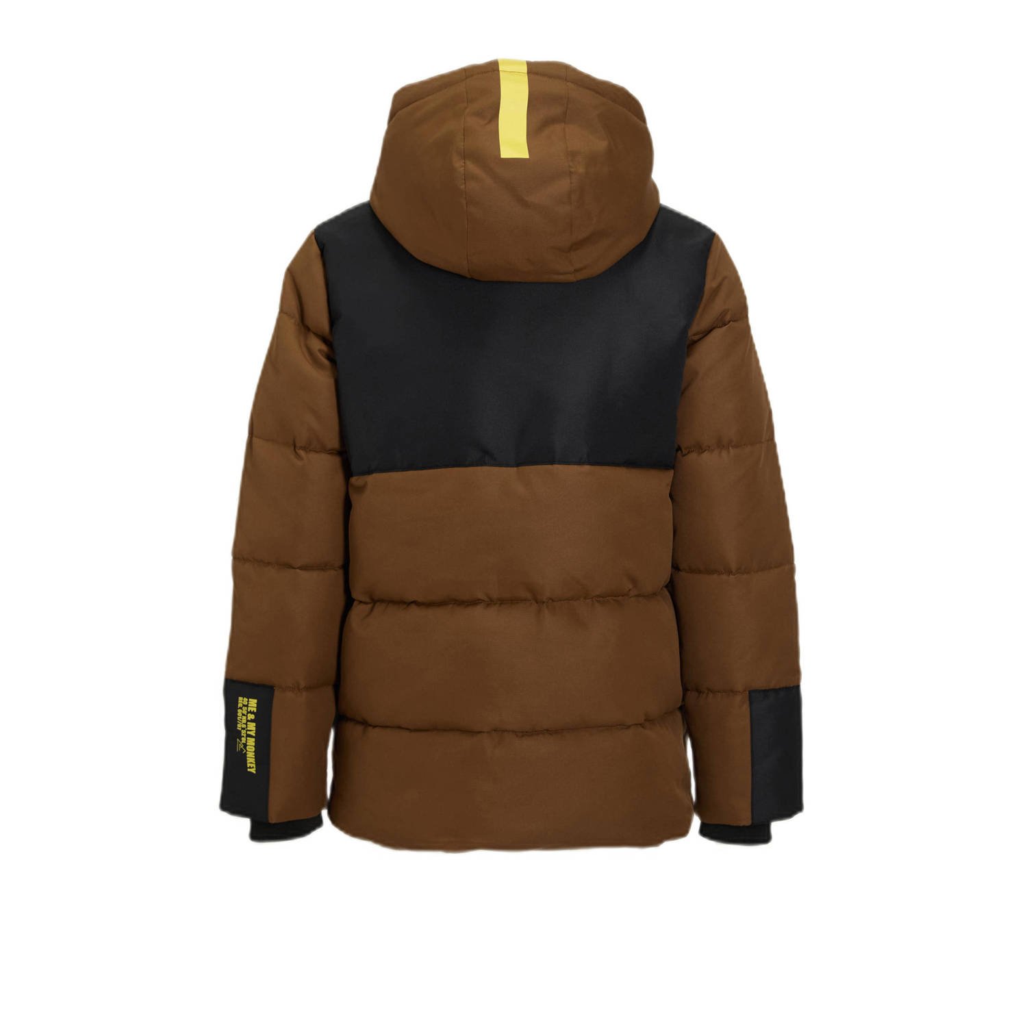 Me & My Monkey hooded puffer jas bruin