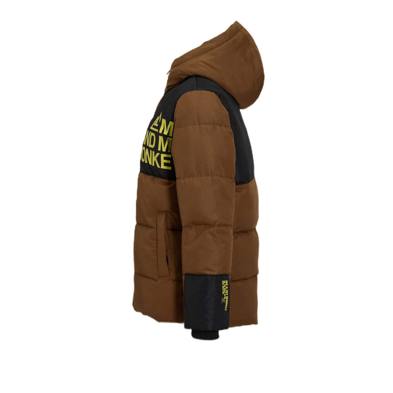 Me & My Monkey hooded puffer jas bruin
