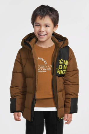 hooded puffer jas bruin
