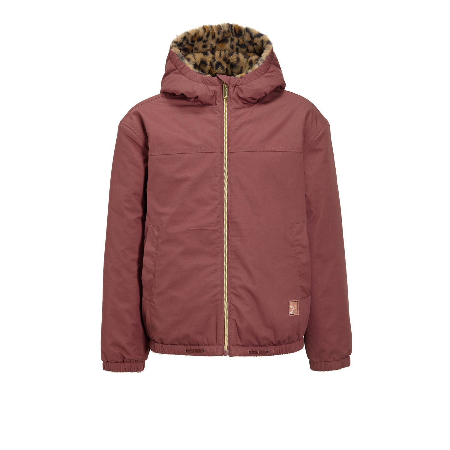 Me & My Monkey reversible puffer jas roze panterprint