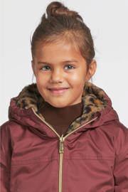 thumbnail: Roze meisjes Me & My Monkey reversible puffer jas van polyester met panterprint, lange mouwen, capuchon en ritssluiting