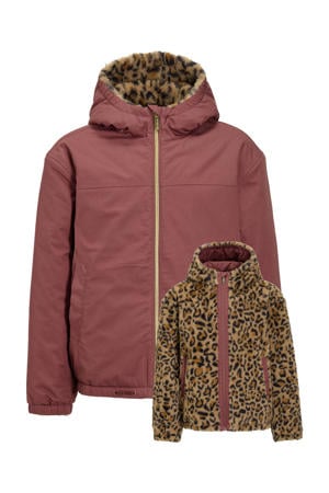 reversible puffer jas roze/panterprint