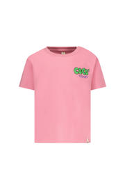 thumbnail: Roze jongens en meisjes The New Chapter T-shirt van katoen met backprint, korte mouwen, ronde hals en drukknoopsluiting