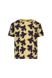 thumbnail: Geel en zwarte jongens en meisjes The New Chapter T-shirt van katoen met korte mouwen, ronde hals en drukknoopsluiting