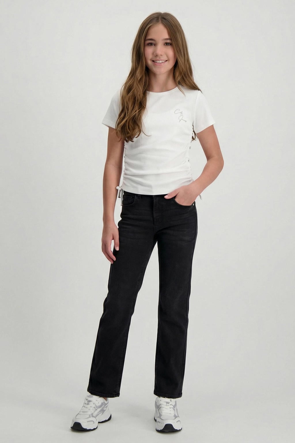 Cars straight jeans high waist black denim