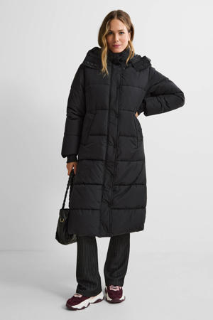 Slanke vrouwen winterjas katoen gewatteerde warme dikke dames jas lange jassen parka dames jassen-black,XL
