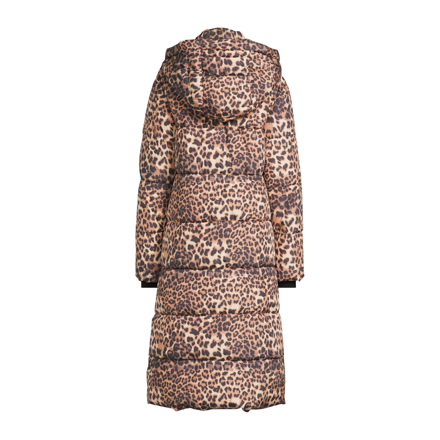 anytime lange watteerde jas leopard print