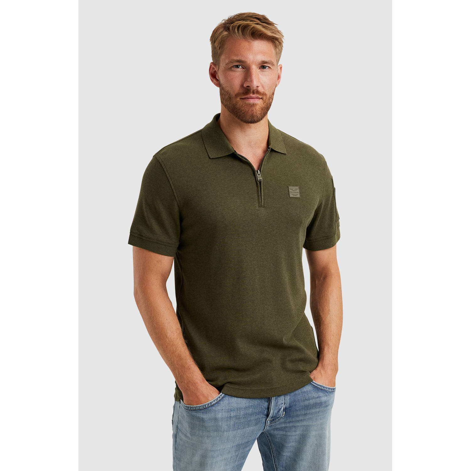 PME Legend Half-Zip Poloshirt Interlock Olijfgroen