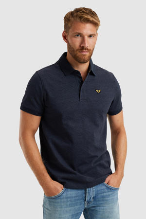 regular polo gebreid donkerblauw