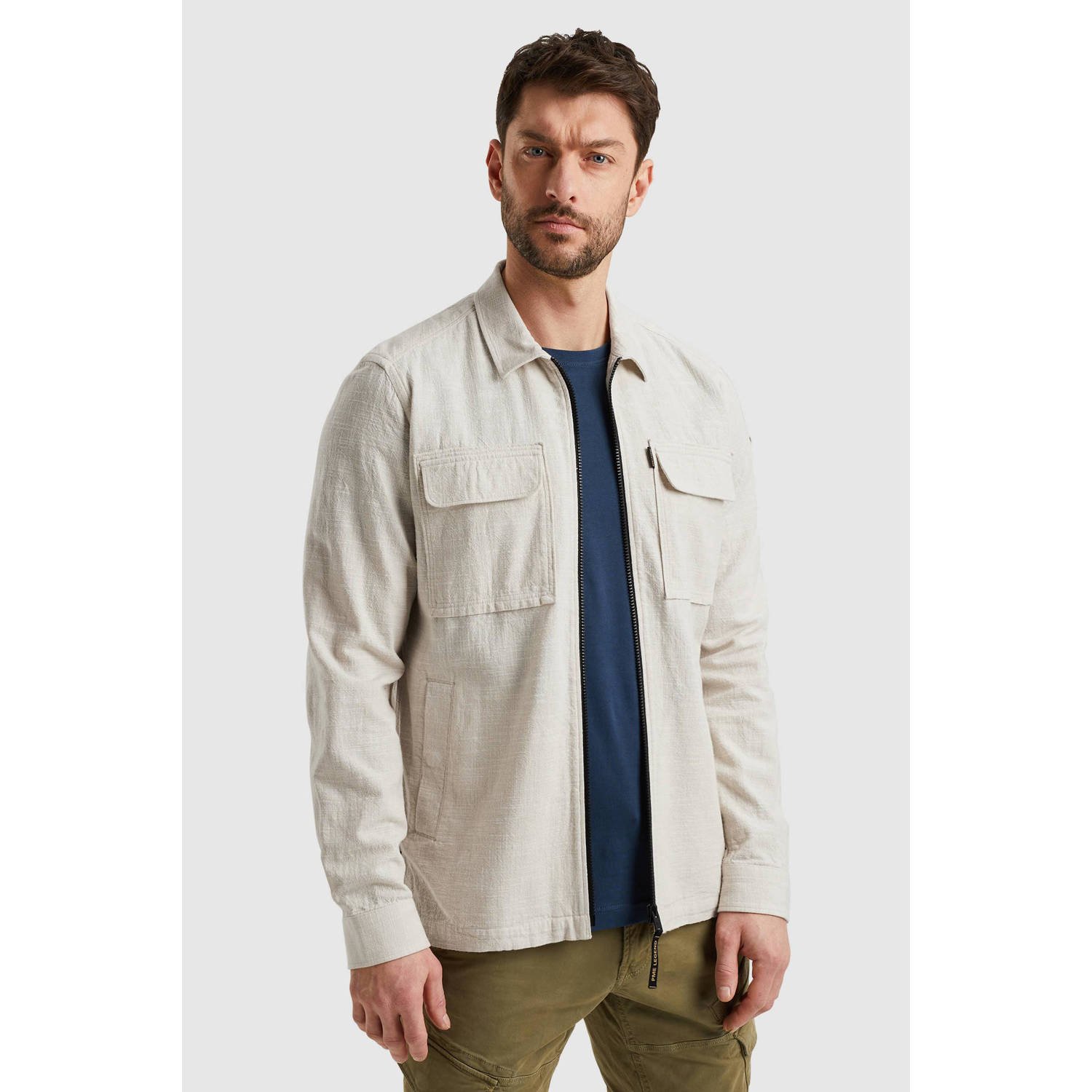 PME Legend Lange Mouw Slub Shirt Psi2502228 Beige Heren