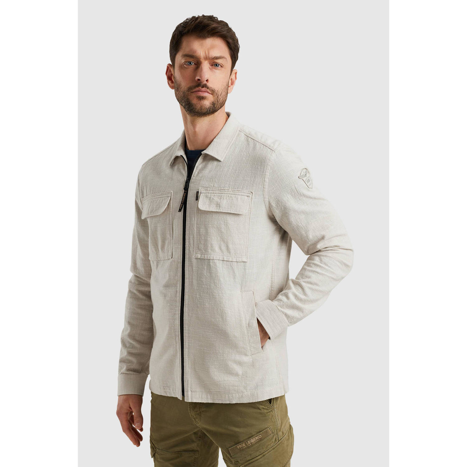 PME Legend overshirt met textuur ecru