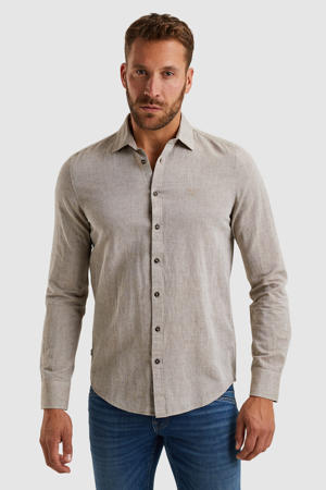 linnen casual overhemd beige
