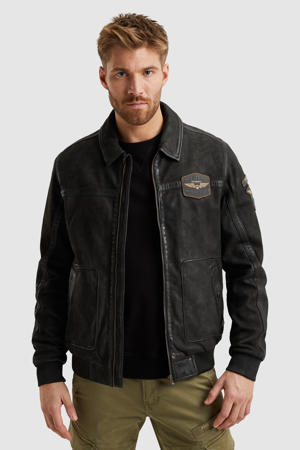 leren flight jacket SUMMER HUDSON zwart