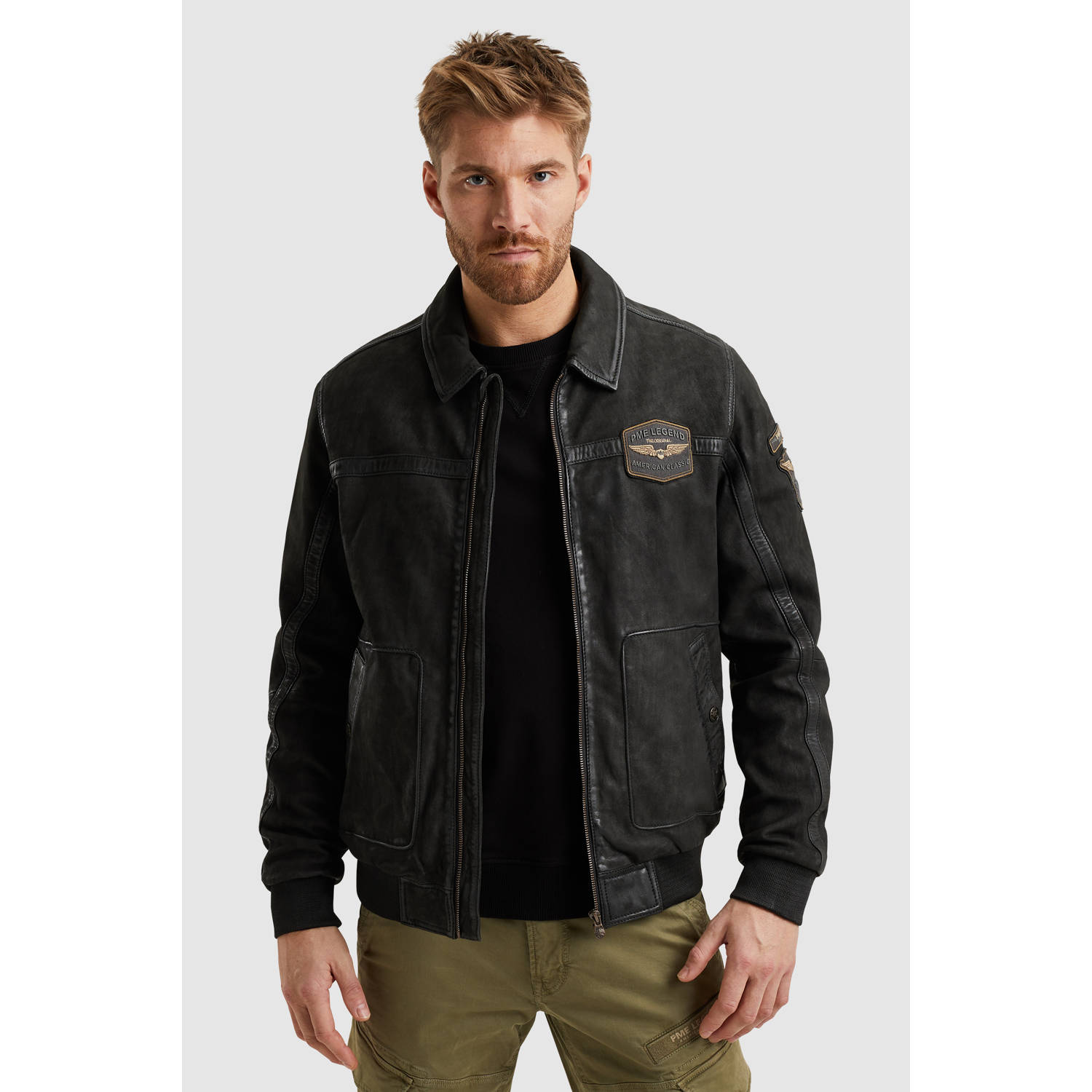 PME Legend leren flight jacket SUMMER HUDSON zwart