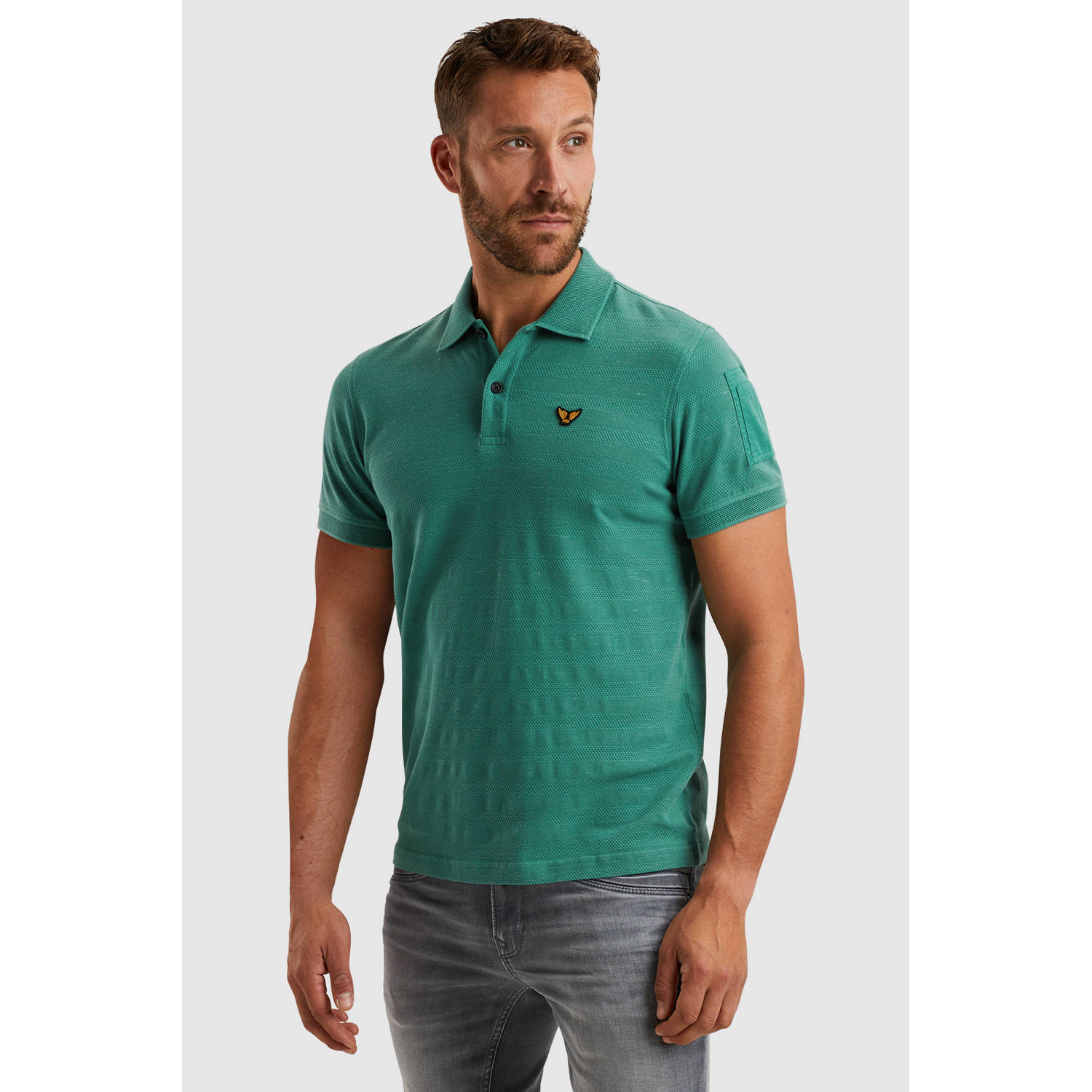 PME Legend Jacquard Piqué Korte Mouw Polo Green Heren