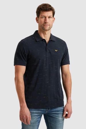 regular polo gebreid donkerblauw
